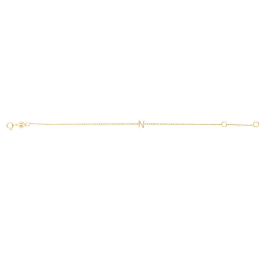 14K Yellow Gold Mini Initial N Bracelet