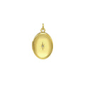 14K Yellow Gold Oval Diamond Locket Charm Pendant (16mm)