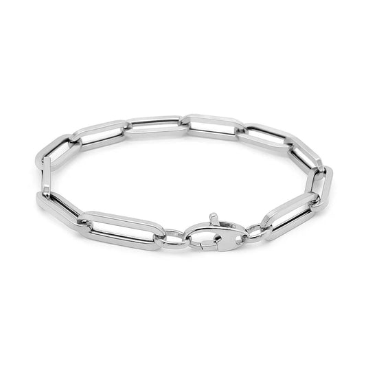 14K White Gold Extra Wide Paperclip Chain Bracelet – 6.10mm, 7.5 Inch