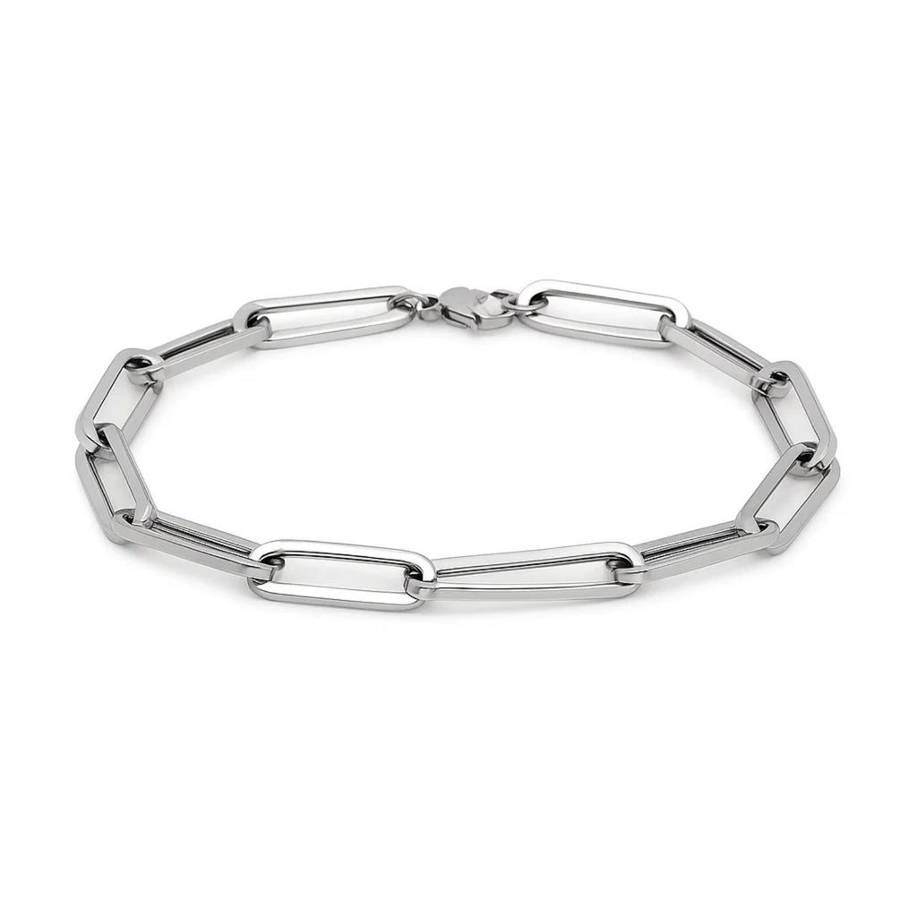 14K White Gold Extra Wide Paperclip Chain Bracelet – 6.10mm, 7.5 Inch