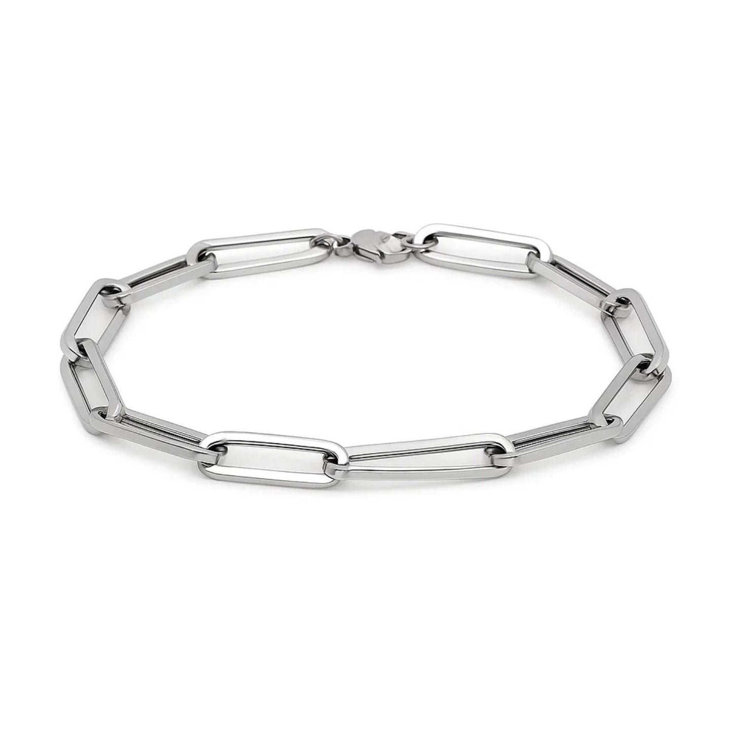 14K White Gold Extra Wide Paperclip Chain Bracelet – 6.10mm, 7.5 Inch