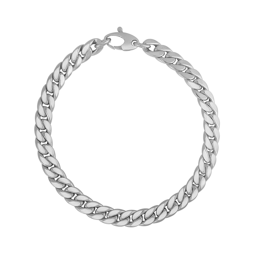 14K White Gold Cuban Link Bracelet (5.90mm) – True Pure Gold