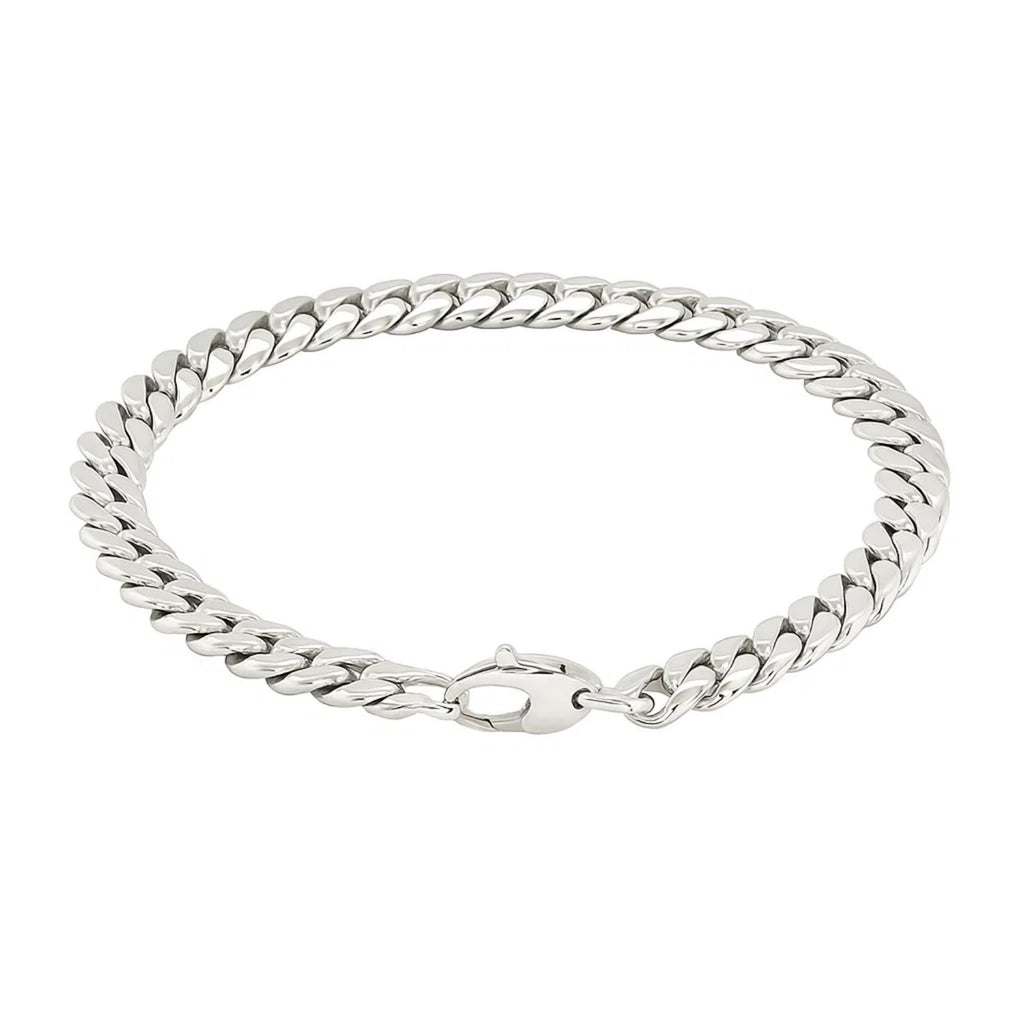 14K White Gold Cuban Link Bracelet (5.90mm) – True Pure Gold