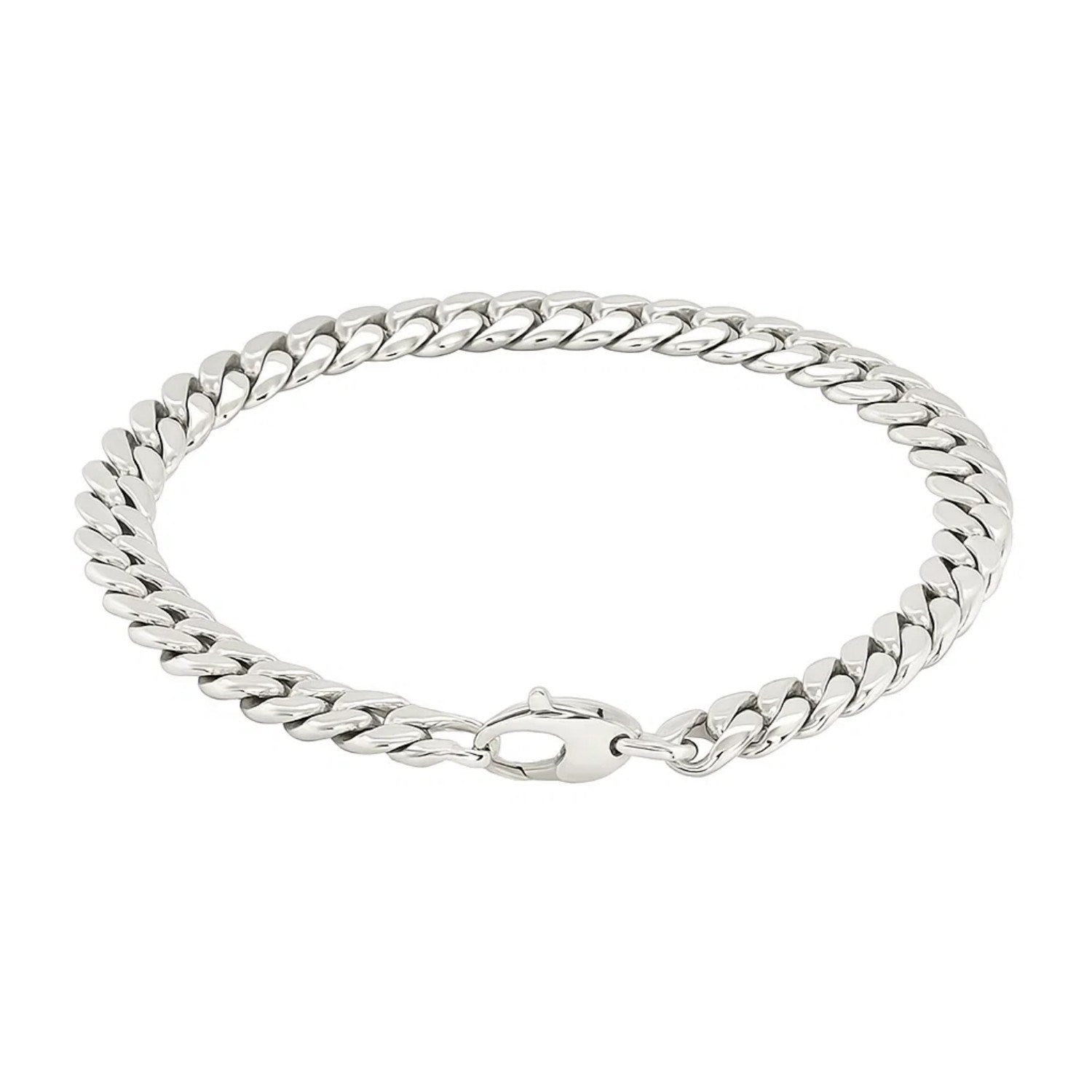 14K White Gold Cuban Link Bracelet (5.90mm) – True Pure Gold