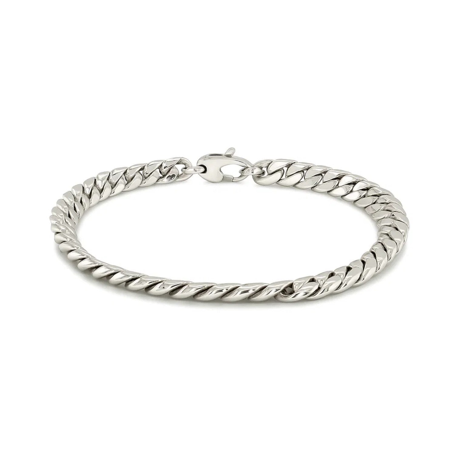 14K White Gold Cuban Link Bracelet (5.90mm) – True Pure Gold