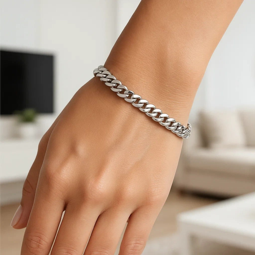 14K White Gold Cuban Link Bracelet (5.90mm) – True Pure Gold