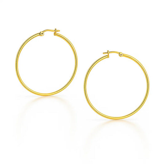 10k Yellow Gold Polished Hoop Earrings (3x25 mm)