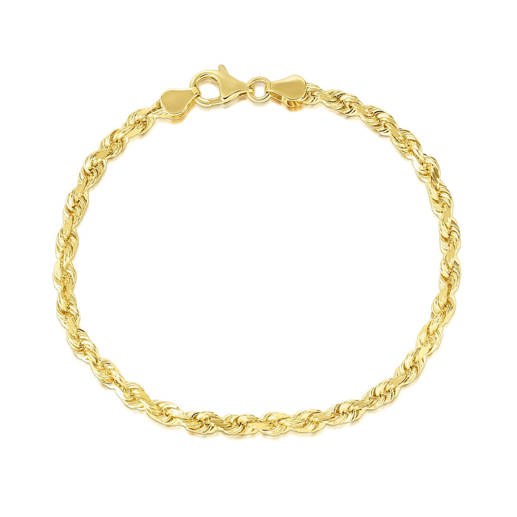 10K Yellow Gold Solid Diamond Cut Rope Bracelet (5.00mm)