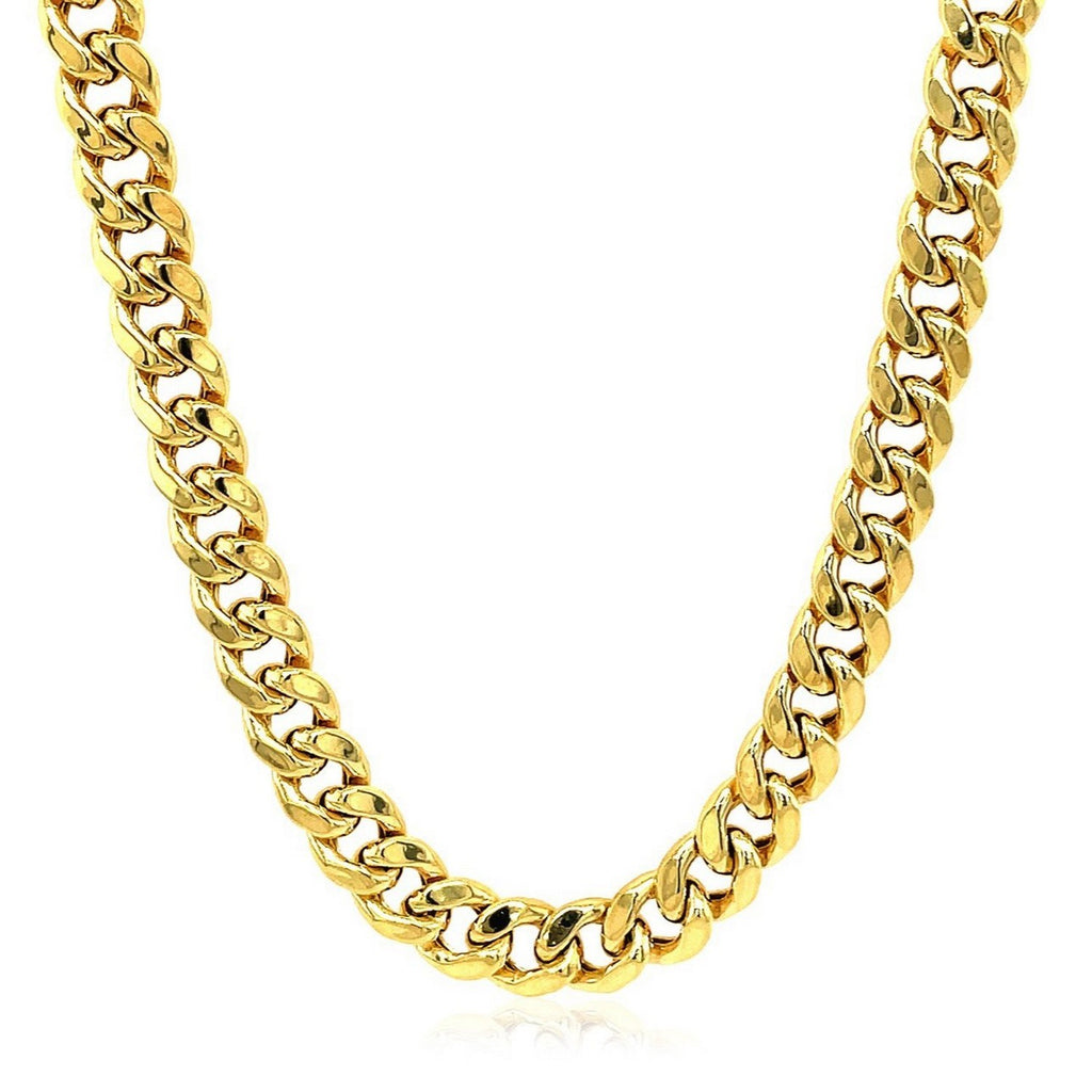14K Yellow Gold Semi Solid Miami Cuban Chain Necklace (7.00mm) – True Pure Gold