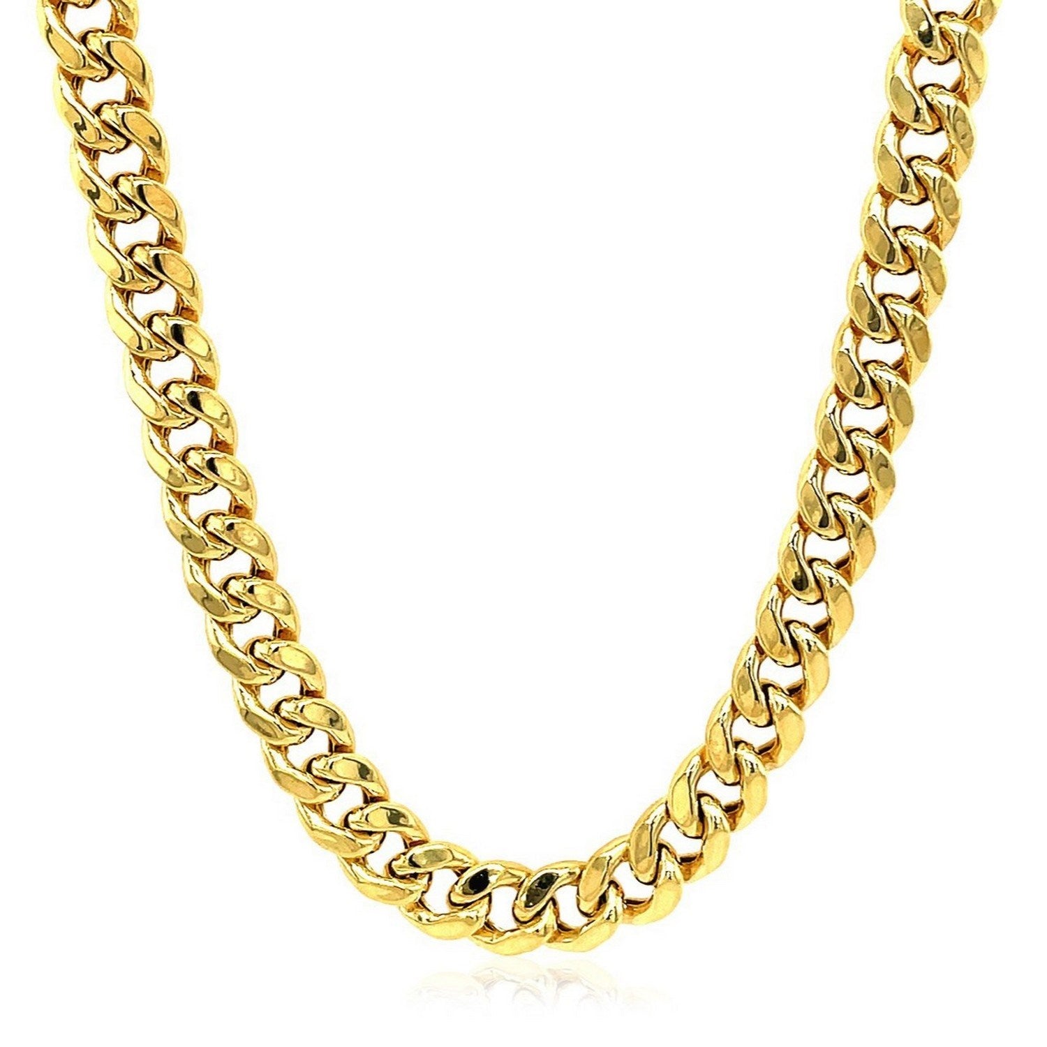 14K Yellow Gold Semi Solid Miami Cuban Chain Necklace (7.00mm) – True Pure Gold