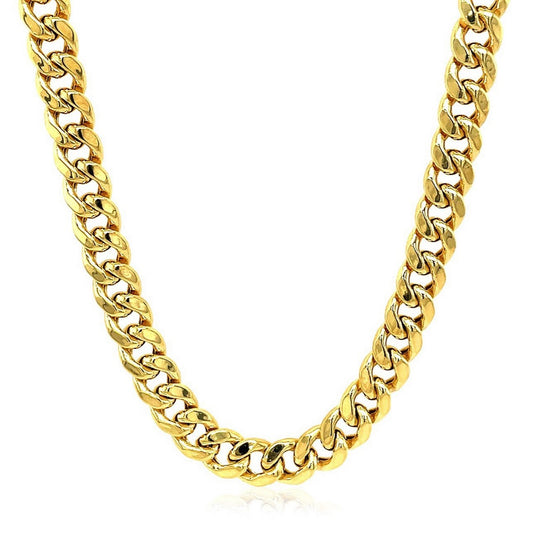 14K Yellow Gold Semi Solid Miami Cuban Chain Necklace (7.00mm) – True Pure Gold