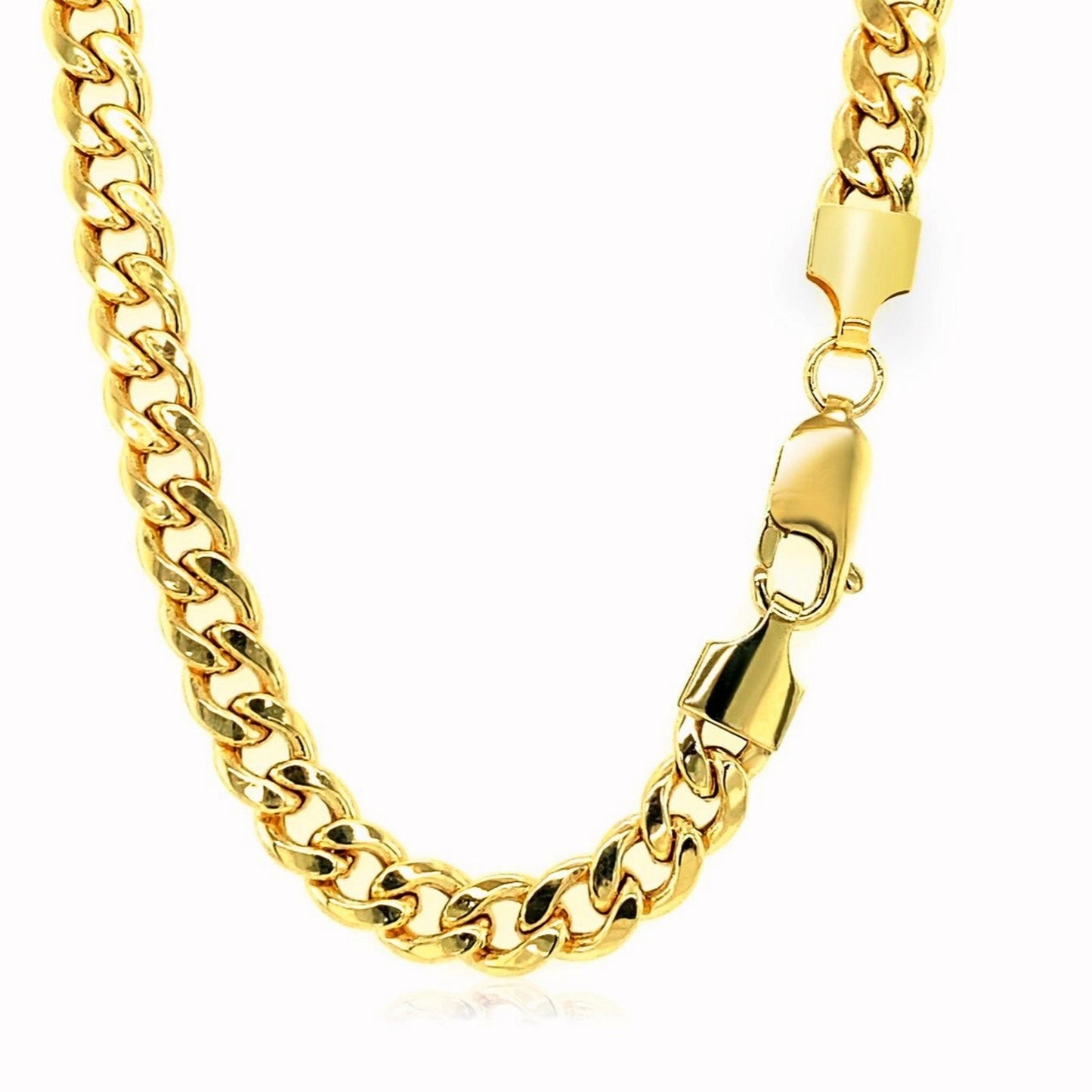 14K Yellow Gold Semi Solid Miami Cuban Chain Necklace (7.00mm) – True Pure Gold