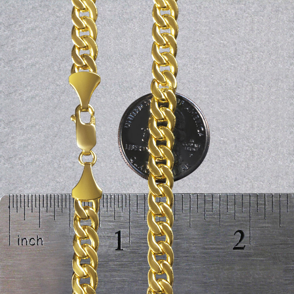 14K Yellow Gold Semi Solid Miami Cuban Chain Necklace (7.00mm) – True Pure Gold