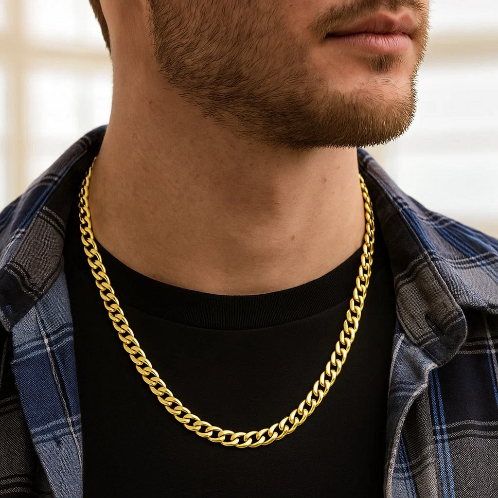 14K Yellow Gold Semi Solid Miami Cuban Chain Necklace (7.00mm) – True Pure Gold