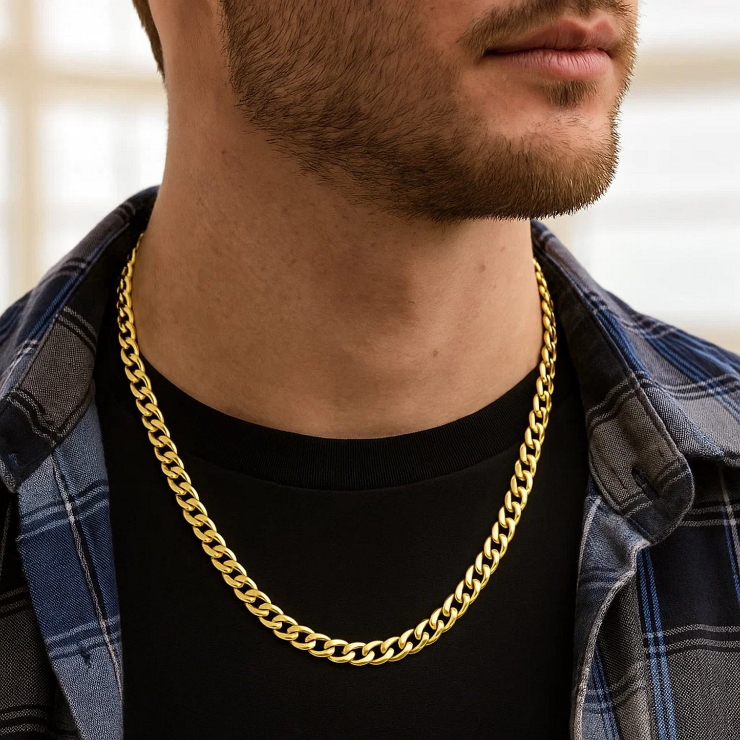 14K Yellow Gold Semi Solid Miami Cuban Chain Necklace (7.00mm) – True Pure Gold