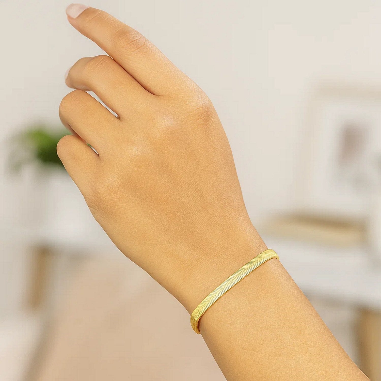 10K Yellow Gold Imperial Herringbone Bracelet 5.00mm | Solid Gold, 7"