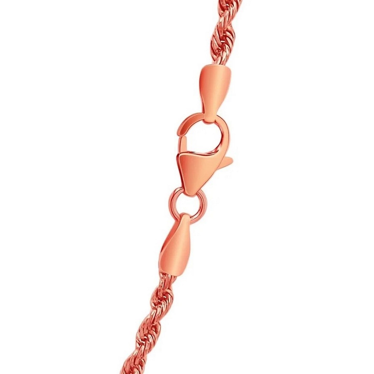 14K Rose Gold Solid Diamond Cut Rope Chain (2.30mm)