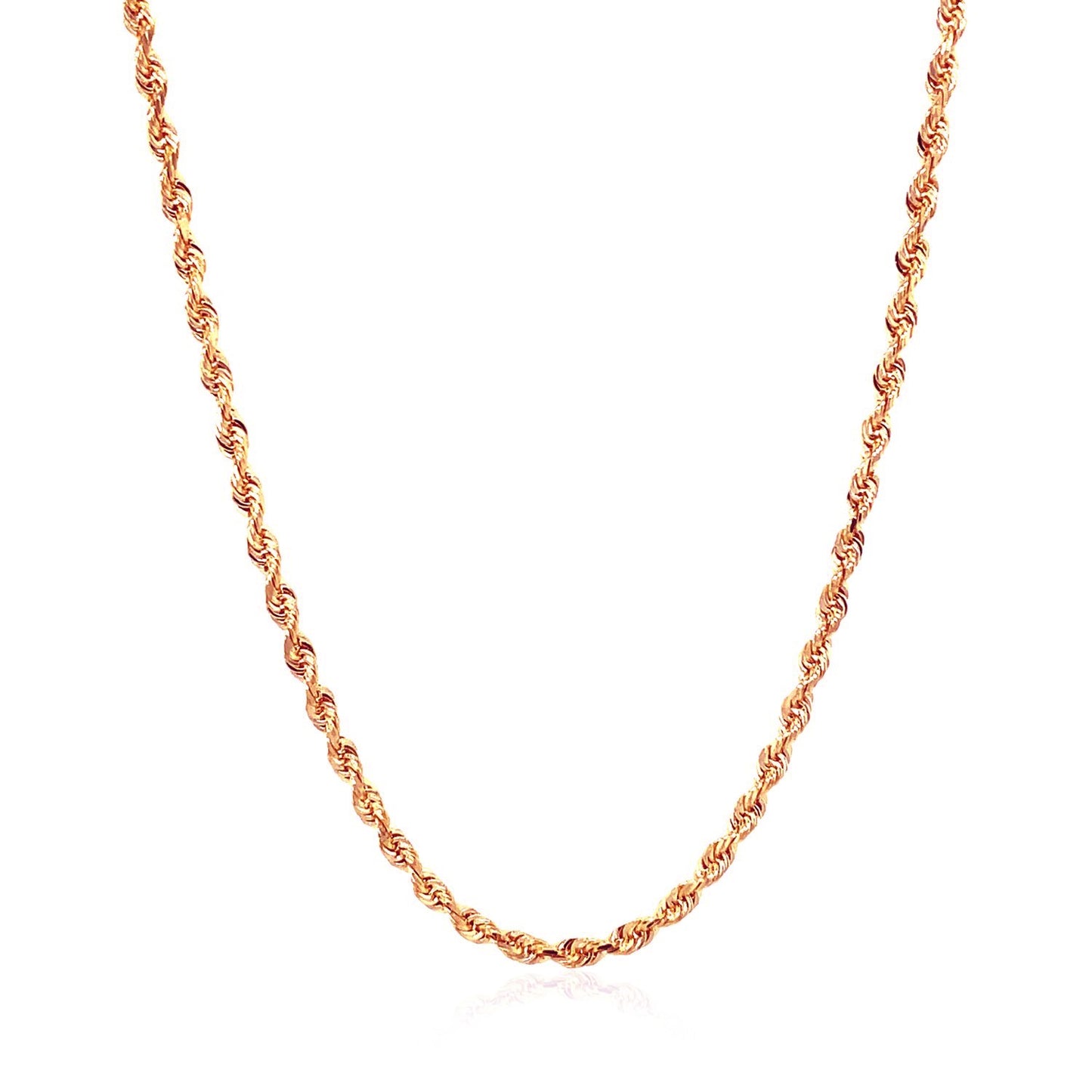 14K Rose Gold Solid Diamond Cut Rope Chain (2.30mm)