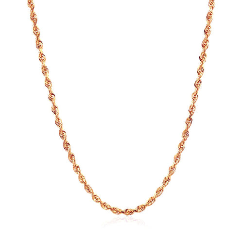 14K Rose Gold Solid Diamond Cut Rope Chain (2.30mm)