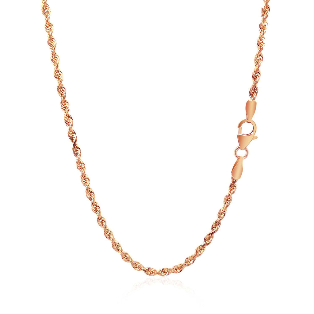 14K Rose Gold Solid Diamond Cut Rope Chain (2.30mm)