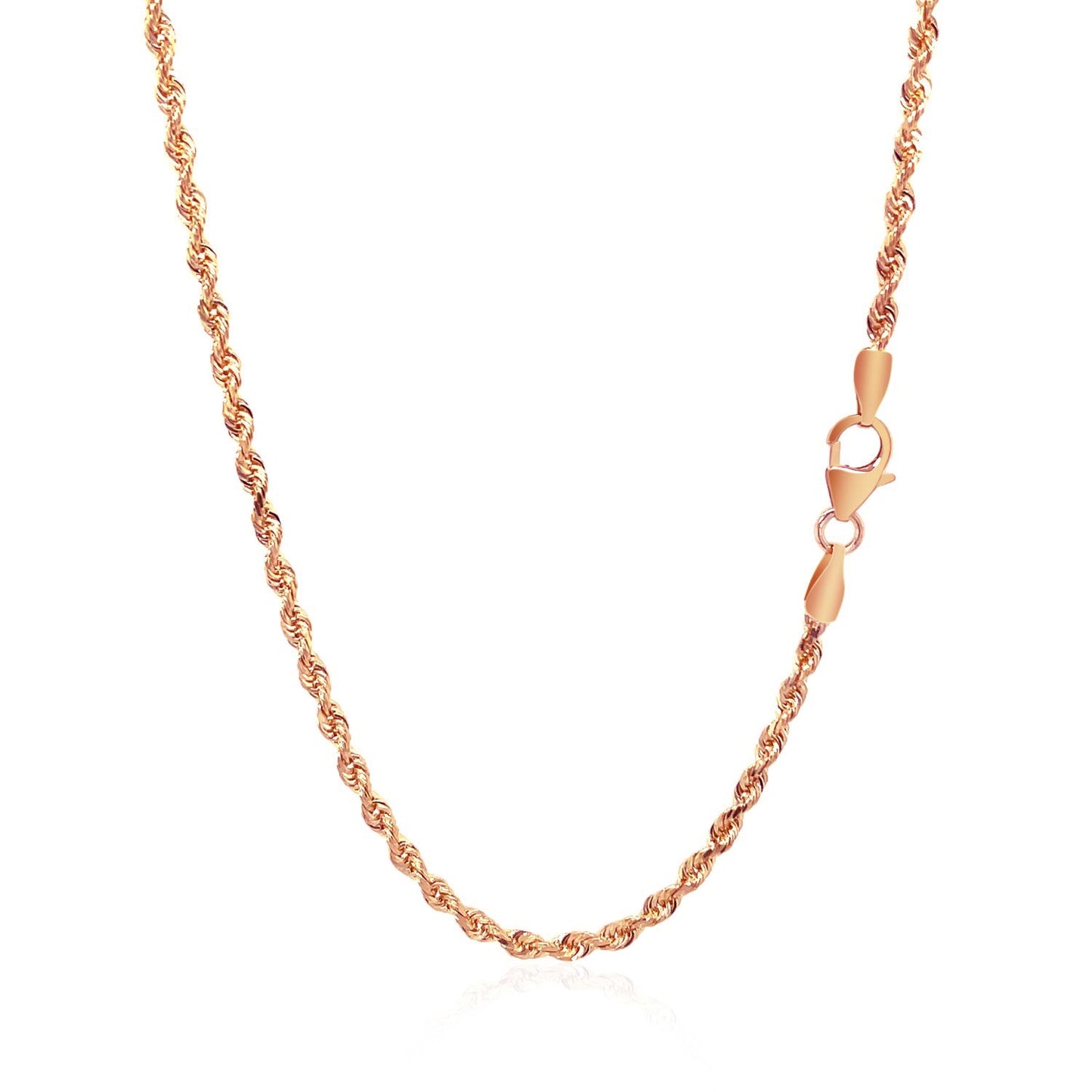 14K Rose Gold Solid Diamond Cut Rope Chain (2.30mm)