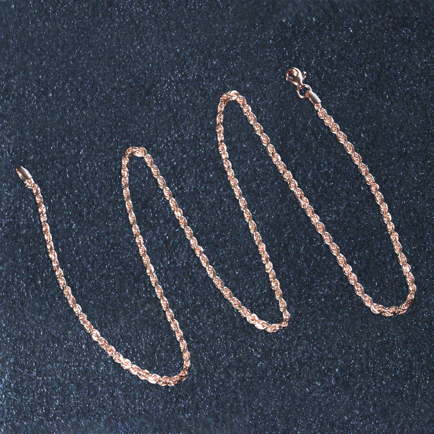 14K Rose Gold Solid Diamond Cut Rope Chain (2.30mm)