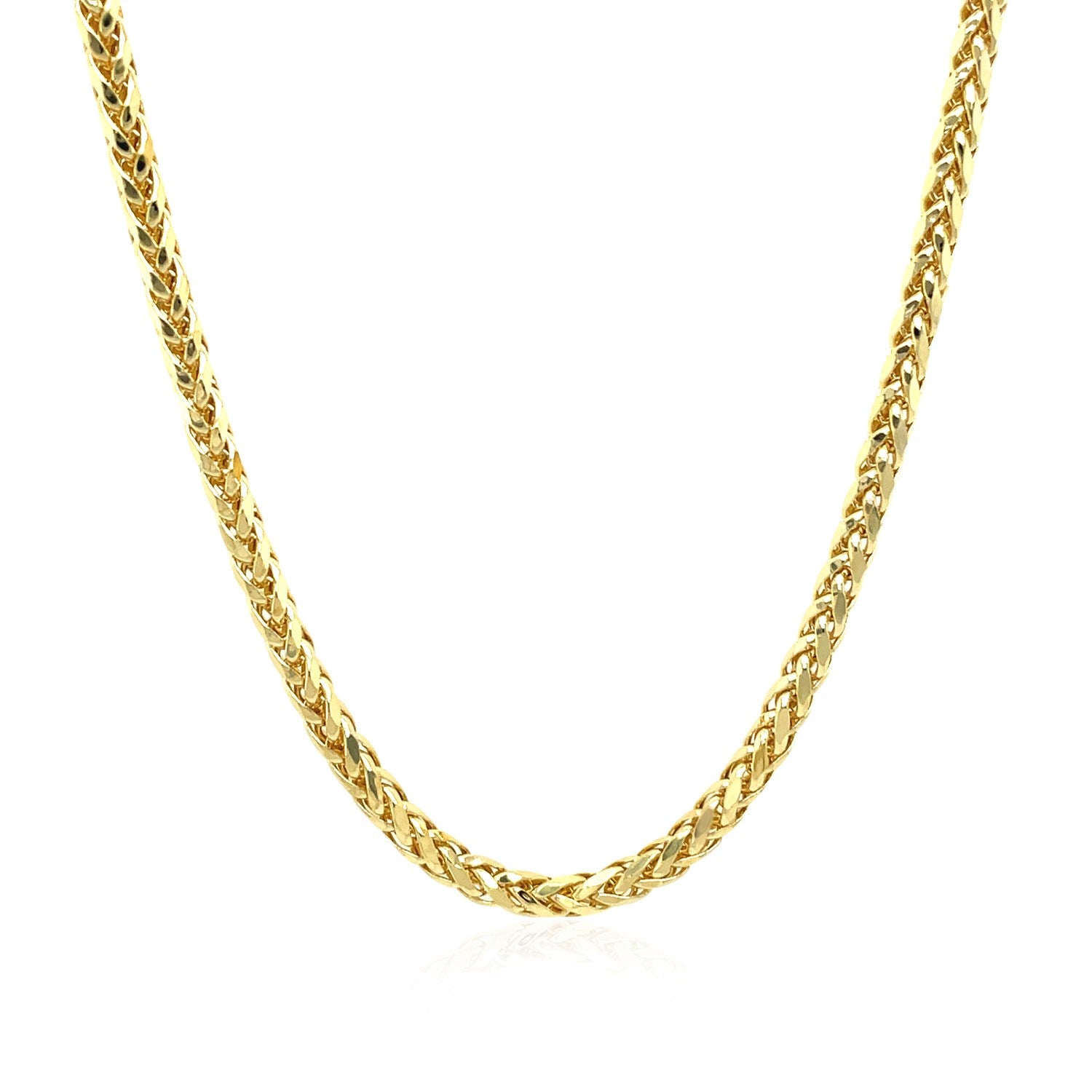14K Yellow Gold Lite Diamond Cut Round Franco Chain Necklace (2.70mm)