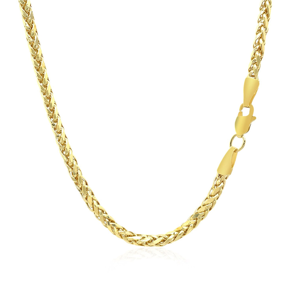 14K Yellow Gold Lite Diamond Cut Round Franco Chain Necklace (2.70mm)