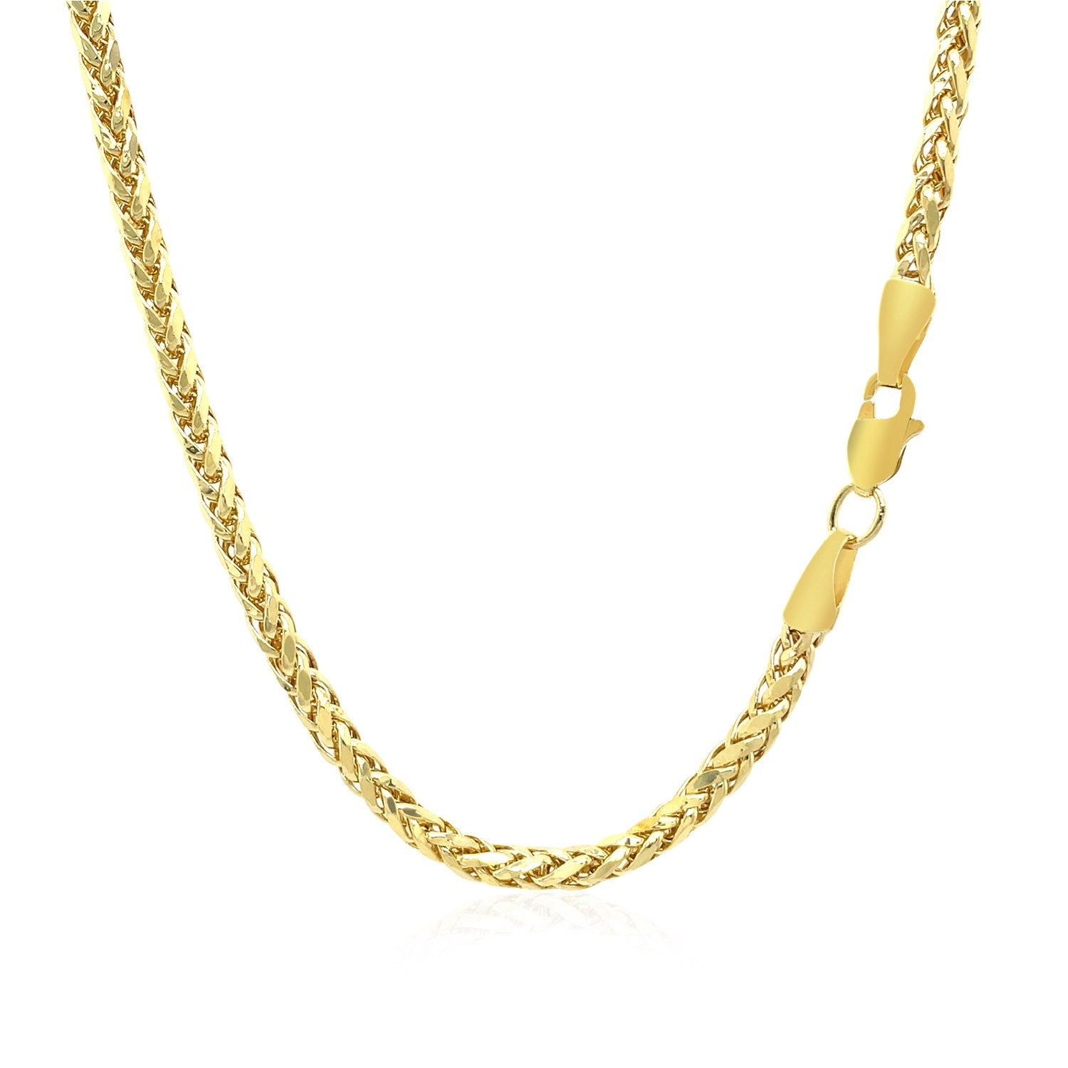 14K Yellow Gold Lite Diamond Cut Round Franco Chain Necklace (2.70mm)