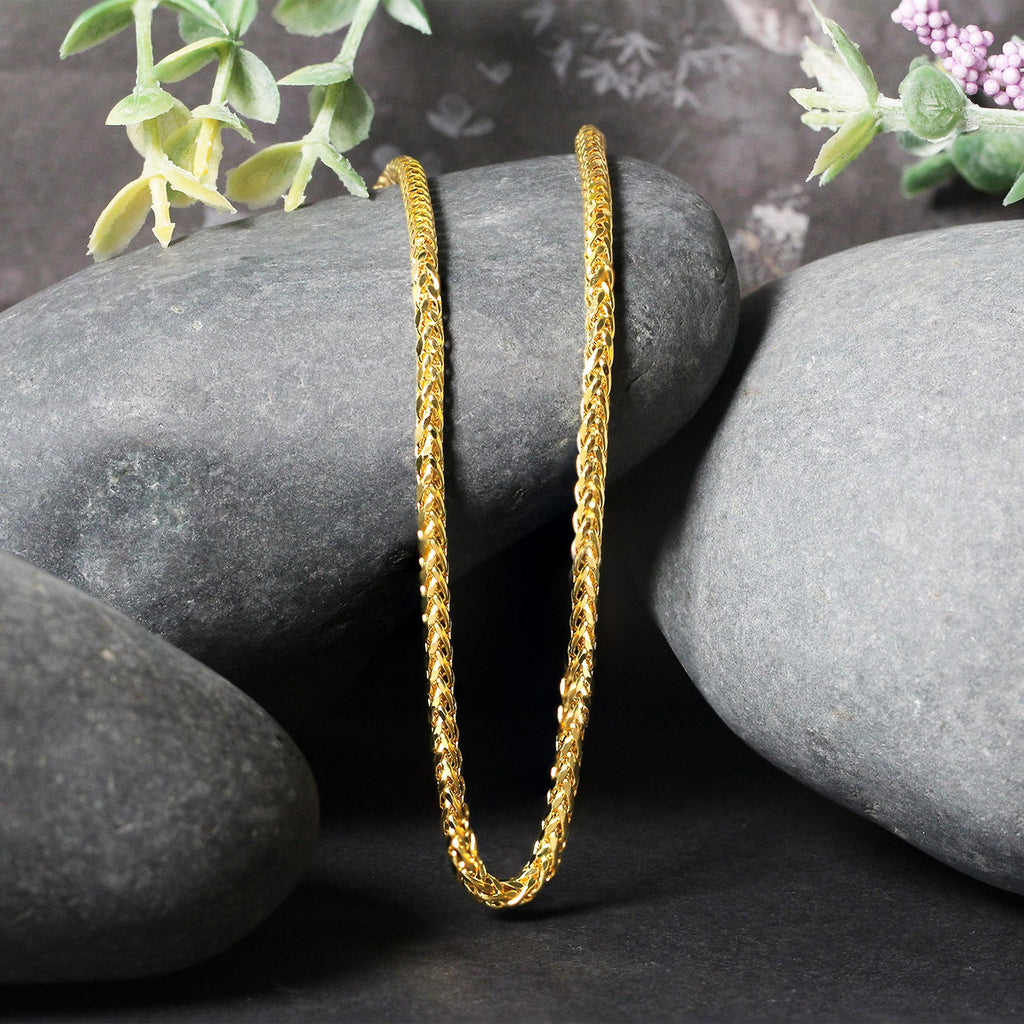 14K Yellow Gold Lite Diamond Cut Round Franco Chain Necklace (2.70mm)