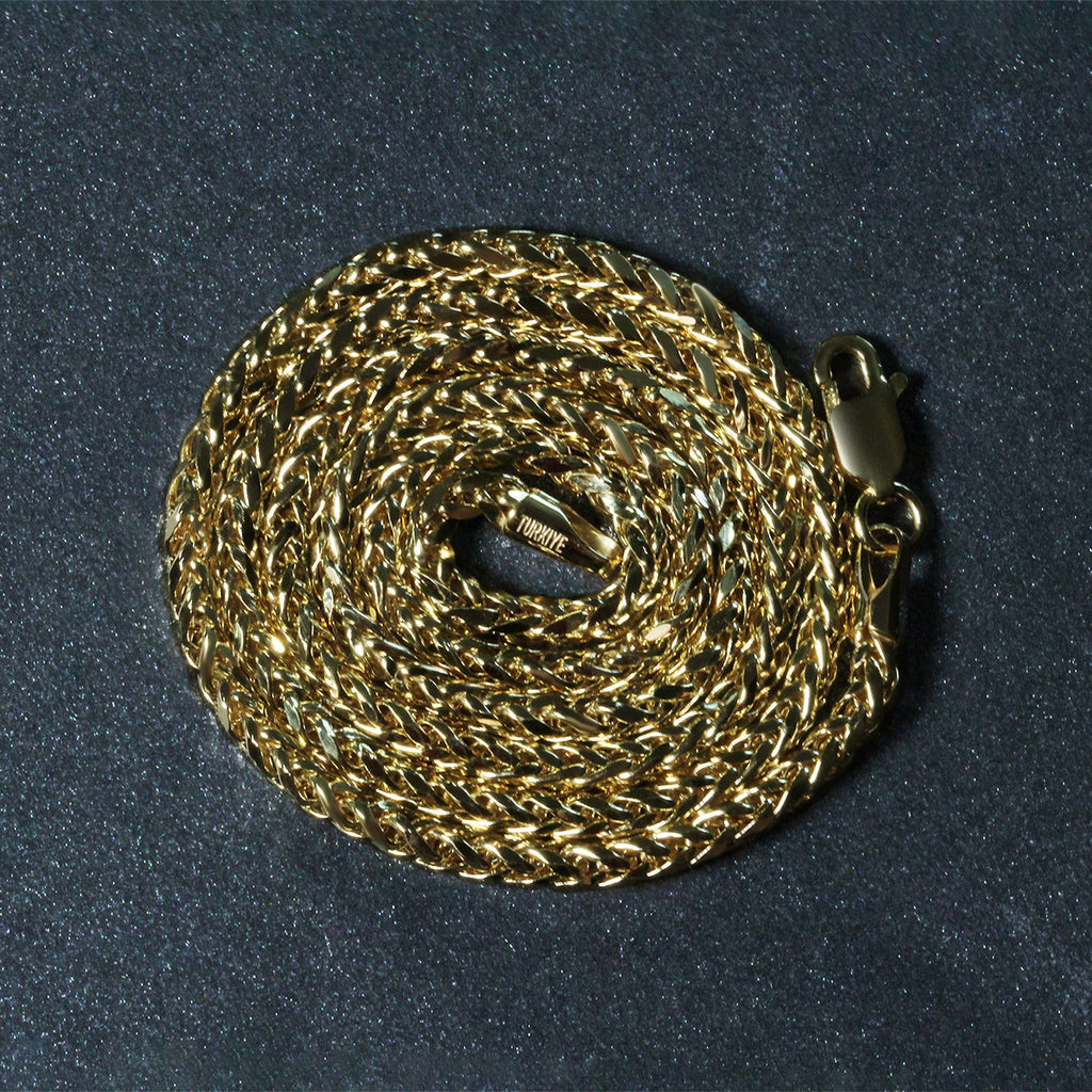 14K Yellow Gold Lite Diamond Cut Round Franco Chain Necklace (2.70mm)
