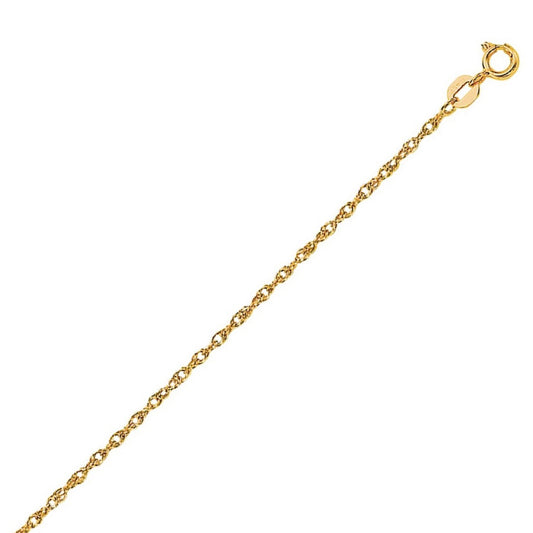 14K Yellow Gold Machine Rope Chain (1.00mm)