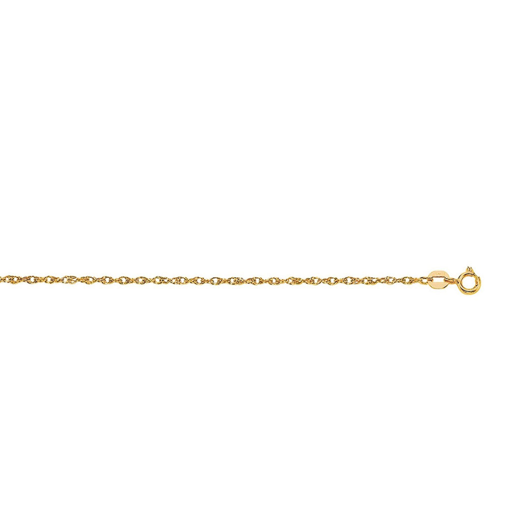 14K Yellow Gold Machine Rope Chain (1.00mm)
