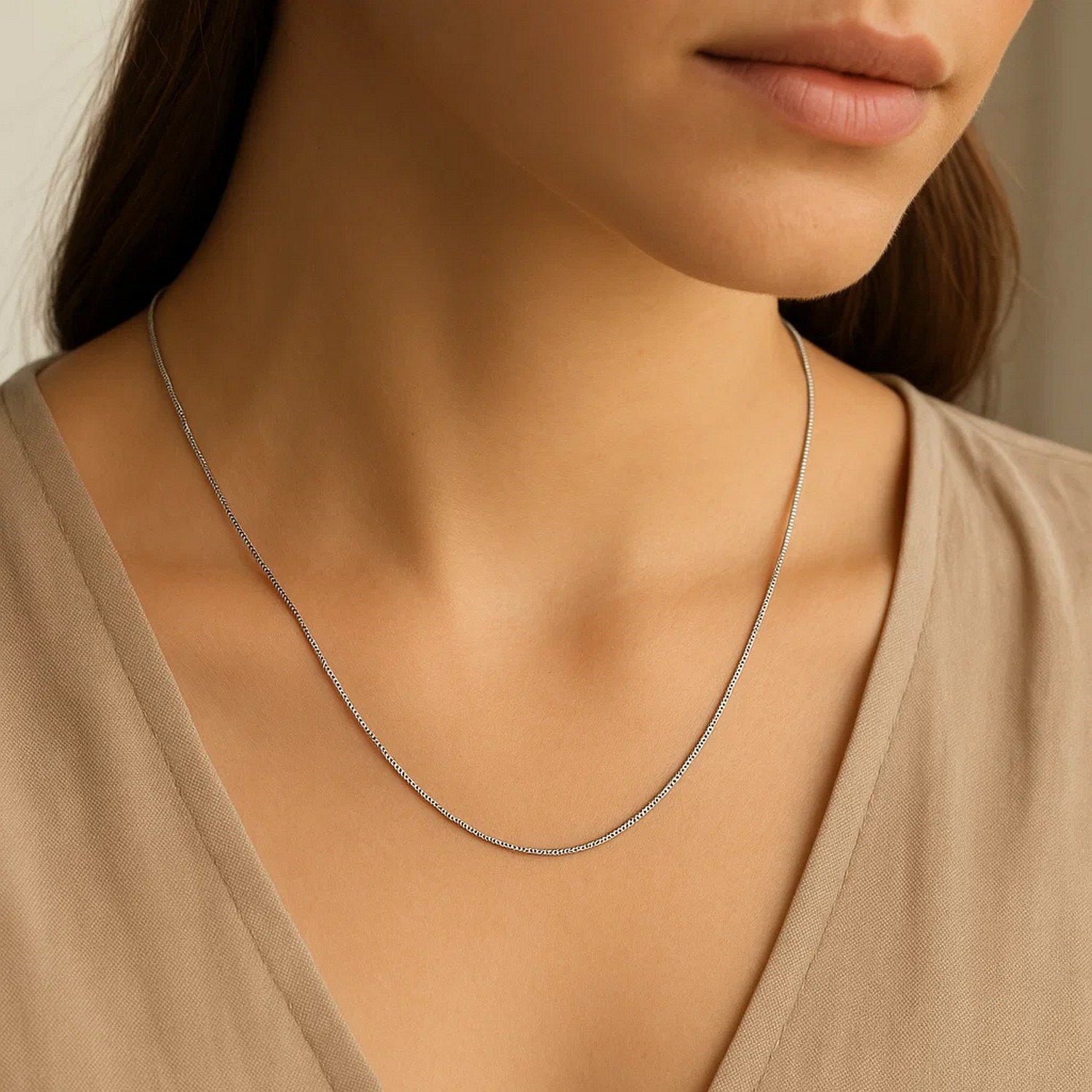 14K White Gold Classic Box Chain Necklace (0.45mm) – True Pure Gold