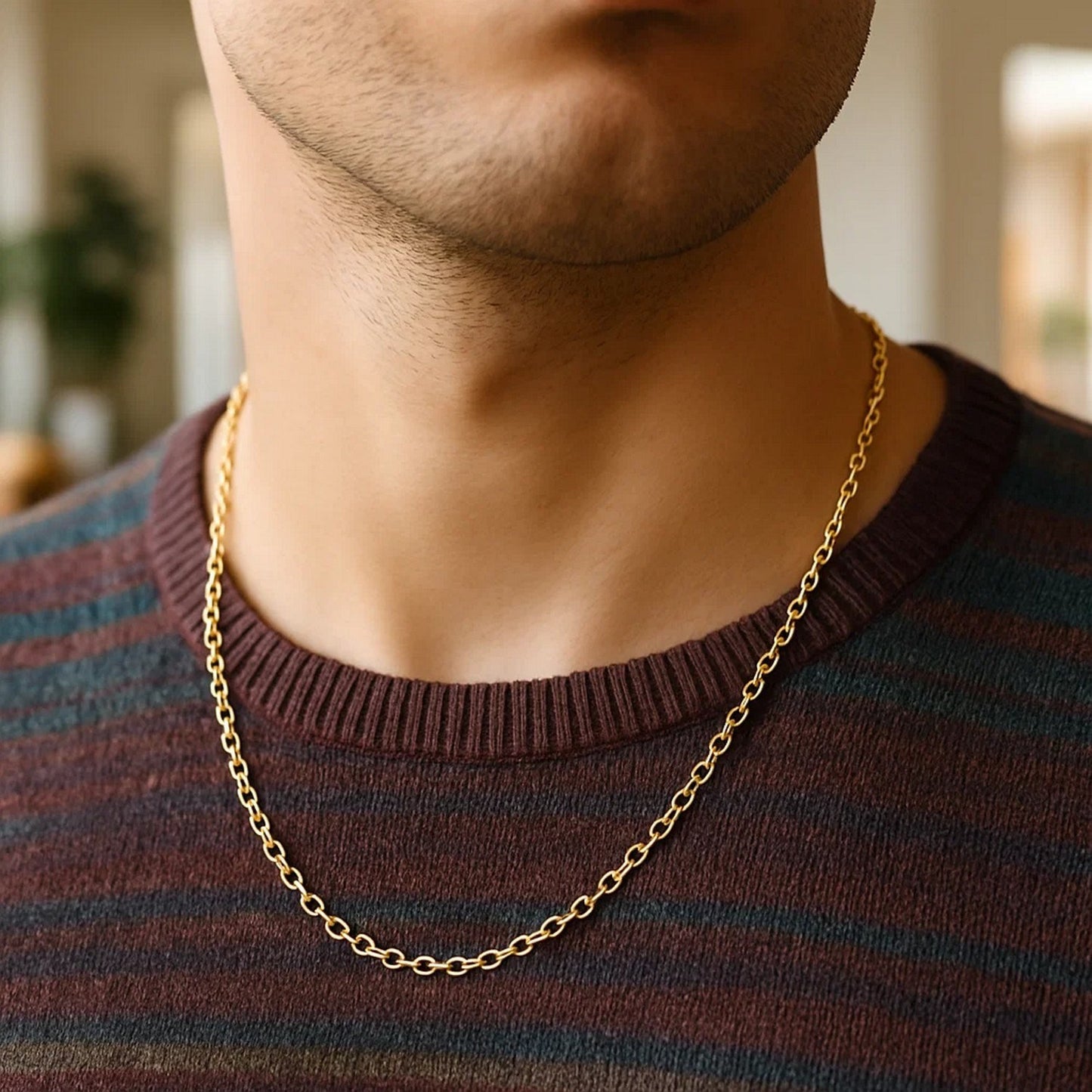14K Yellow Gold Round Cable Link Chain Necklace (2.60 mm)