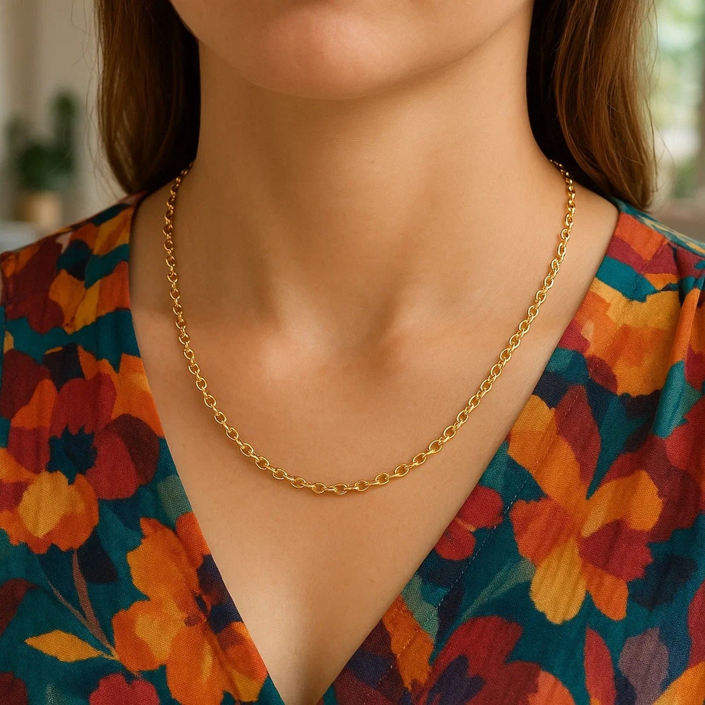 14K Yellow Gold Round Cable Link Chain Necklace (2.60 mm)