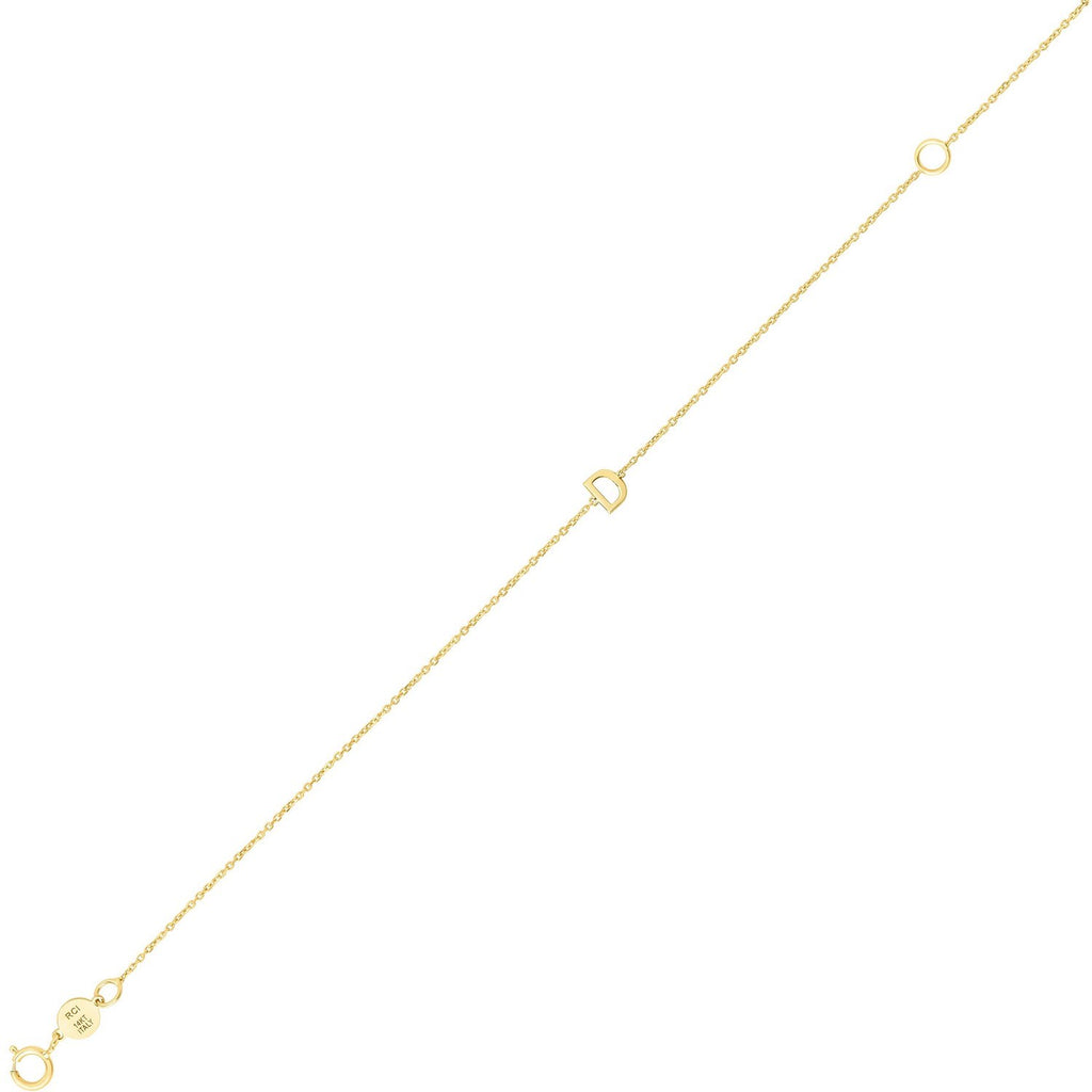 14K Yellow Gold Women's Mini Initial D Bracelet – 7 Inches – 14K Gold