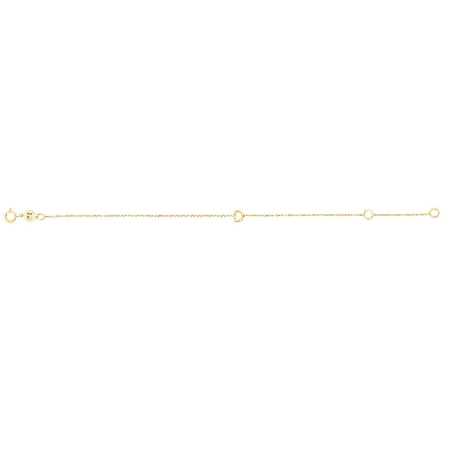 14K Yellow Gold Women's Mini Initial D Bracelet – 7 Inches – 14K Gold