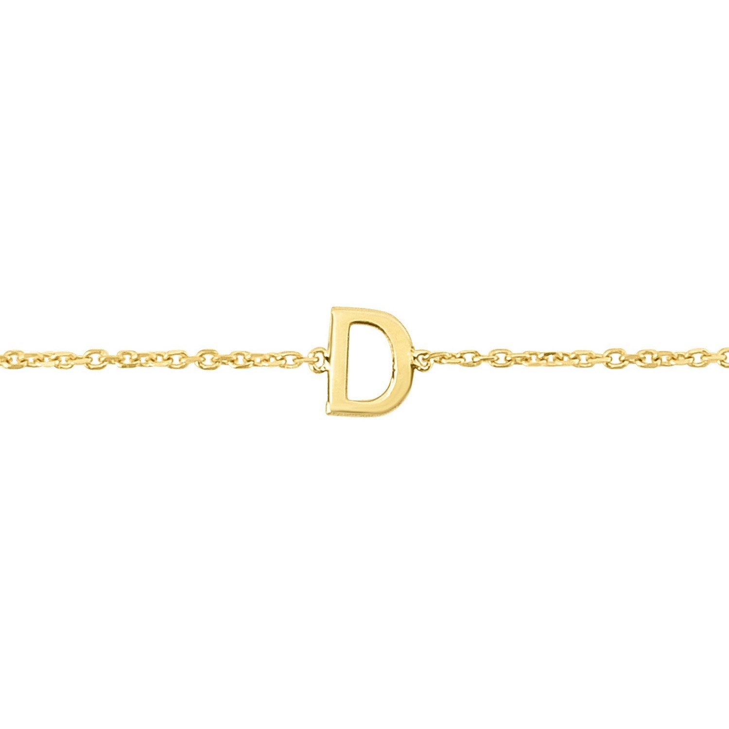 14K Yellow Gold Women's Mini Initial D Bracelet – 7 Inches – 14K Gold