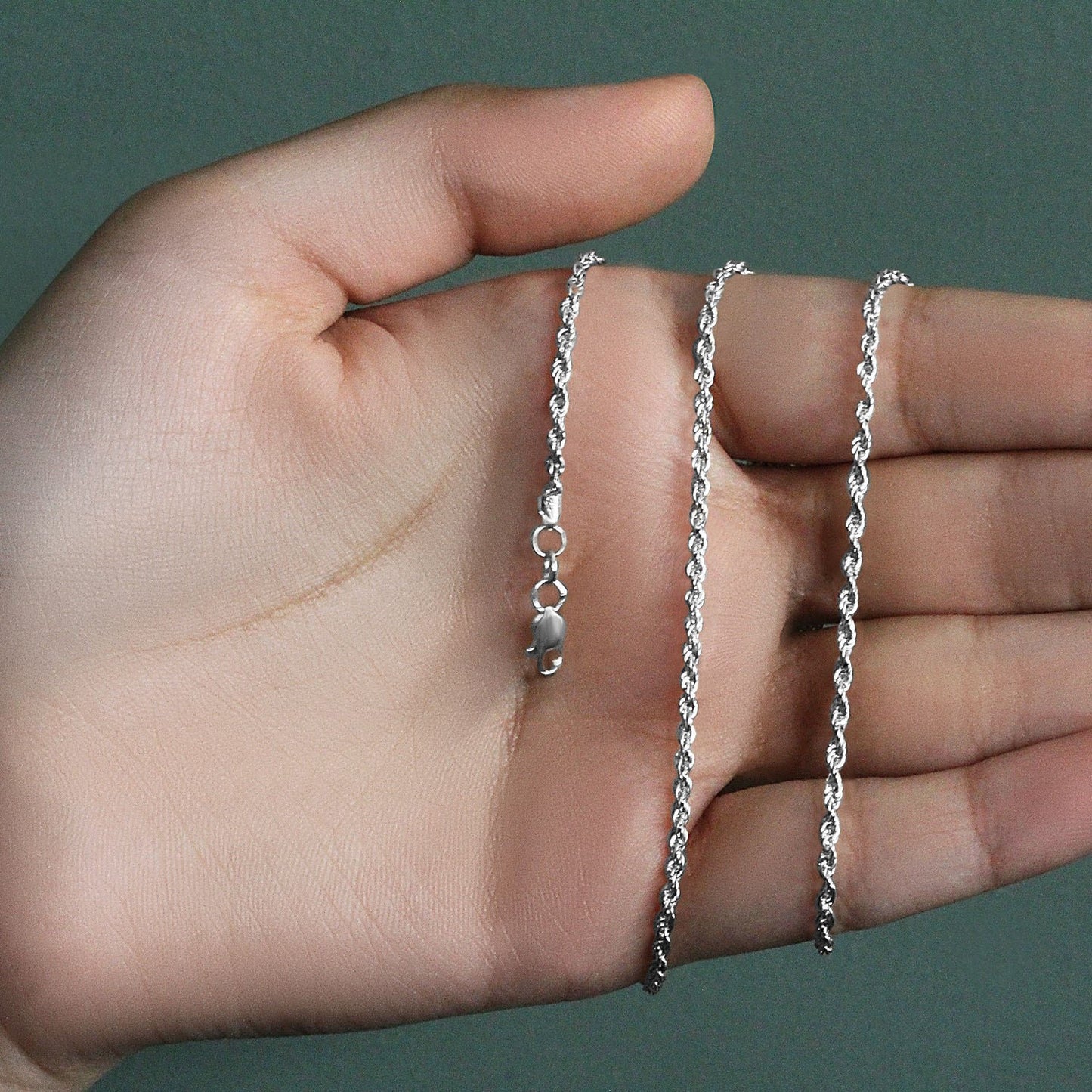 14K White Gold Light Rope Chain (2.00mm)
