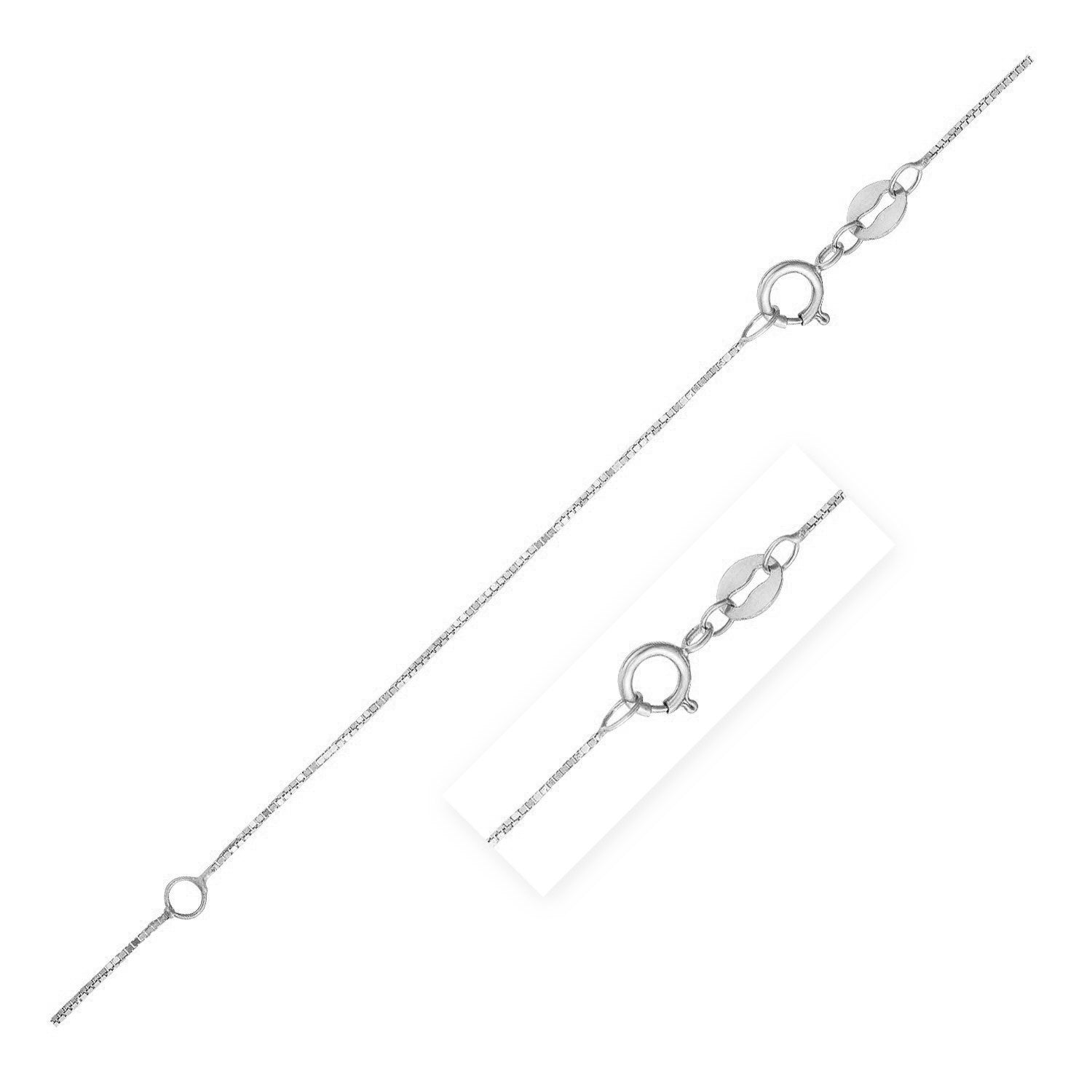 14K White Gold Double Extendable Box Chain Necklace (0.51mm) – True Pure Gold