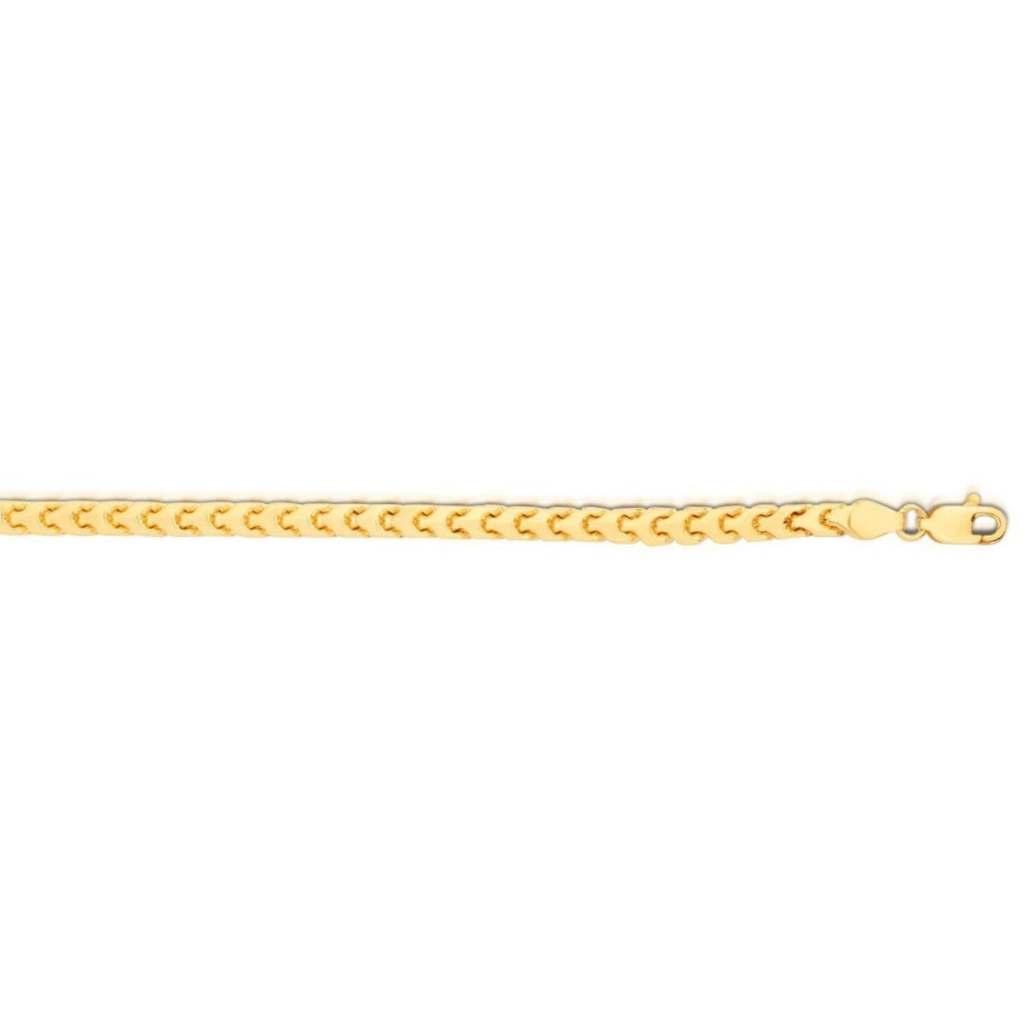 14K Yellow Gold Solid Diamond Cut Round Franco Bracelet (3.10mm)