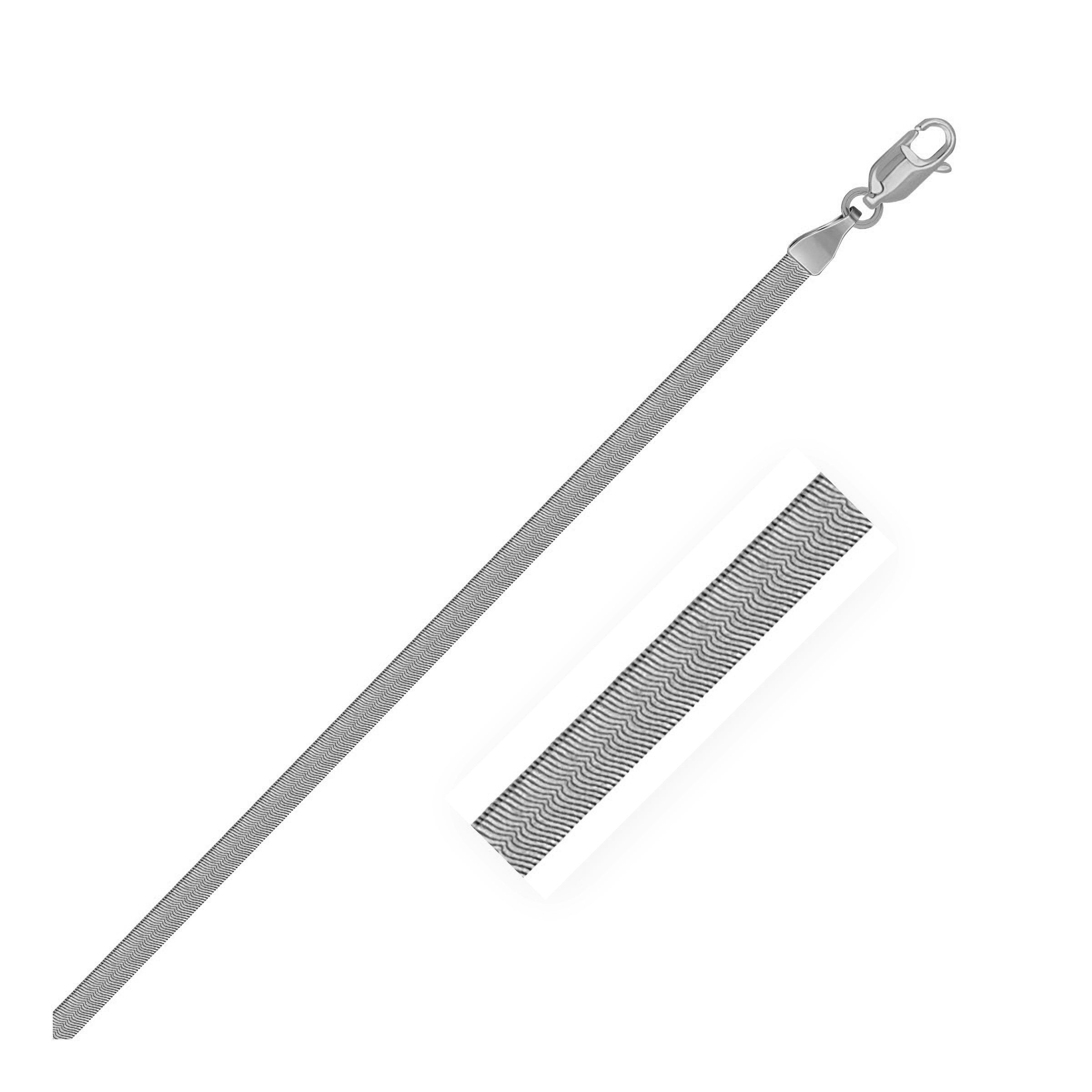 14K White Gold Super Flex Herringbone Chain 2.80mm | Solid Gold