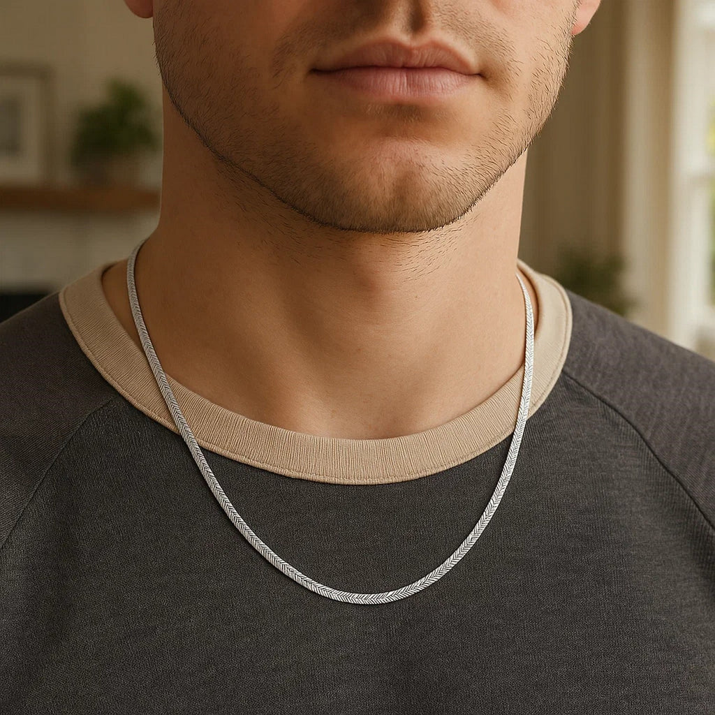 14K White Gold Super Flex Herringbone Chain 2.80mm | Solid Gold