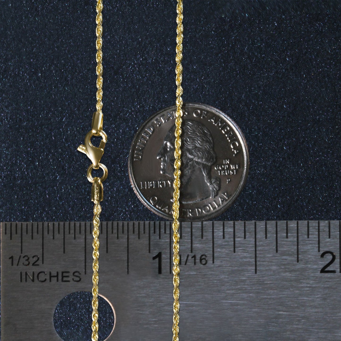 10K Yellow Gold Solid Diamond Cut Rope Chain (1.40mm)