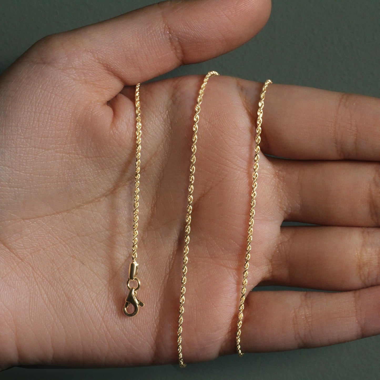10K Yellow Gold Solid Diamond Cut Rope Chain (1.40mm)
