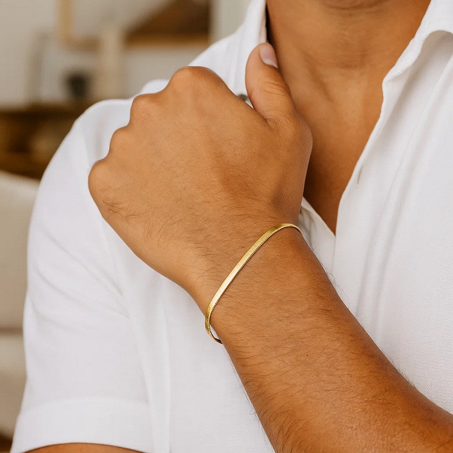14K Yellow Gold Super Flex Herringbone Bracelet 1.50mm | Delicate Solid Gold