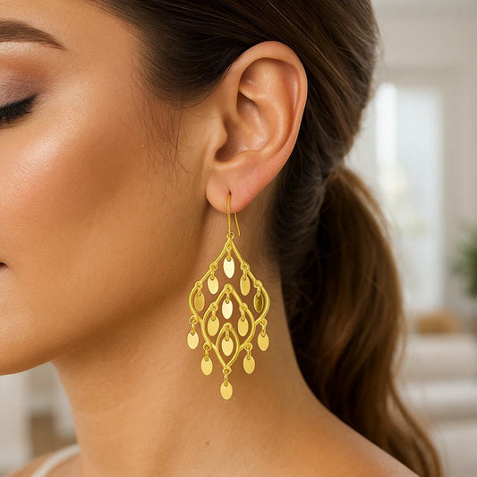 14K Yellow Gold Polished Chandelier Earring