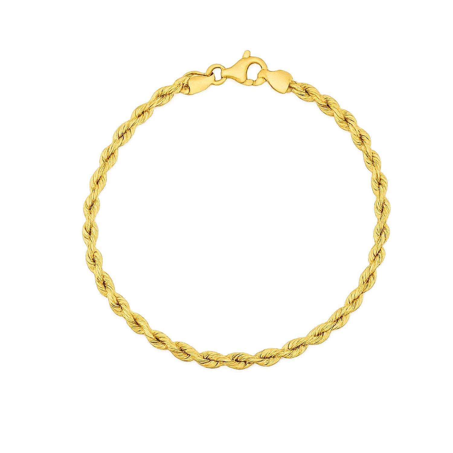 14K Yellow Gold Silk Rope Chain Bracelet (3.00mm)
