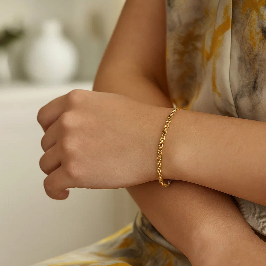 14K Yellow Gold Silk Rope Chain Bracelet (3.00mm)